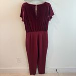 White House | Black Market Burgundy Velvet Bodice Flutter Sleeve Jumpsuit Size 10 Photo 4