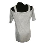 Chico's Grey Metallic Knit 3/4 Sleeve Cold Shoulder Tunic Size 2(L) Pullover Photo 3