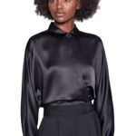 Equipment  Femme Carlens Satin Wool‎ Black Jumpsuit Sz 8 Neutral Dressy Career Photo 1