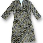 J. McLaughlin  canvas geometric heavy cotton Dress Yellow Black collared Size XS Photo 0