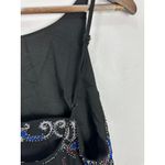 Francescas Beaded Sheer Overlay Dress S Black Blue Whimsigoth Art Deco Y2K Photo 5