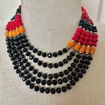 Nakamol multi strand red black and orange statement necklace Photo 0