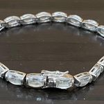 Sterling Silver Vintage FAS 925 Stamped CZ Cubic Zirconia Tennis Bracelet Photo 2