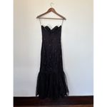 Vintage Black Lace Rhinestone Embellished Mermaid Style Strapless Formal Dress Size 10 Photo 8