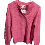 Design History  XS Hot Pink Shine V-Neck Sweater Acrylic Blend Photo 0