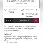 Lululemon Essential Tank Heathered Black Sz 8 Photo 10