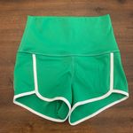 Free People  Island Time Shorts Women’s Small Green Sheen Spandex Biker Shorts Photo 0