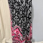 Style & Co  Black Pink Paisley Print Long Sleeve Knit Stretchy Dress Boho Size L Photo 3