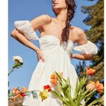 Lulus  Cutest Icon White Embroidered Off-the-Shoulder Mini Dress Babydoll Size S Photo 1