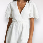 Showpo  White V Neck Romper Ruffle Sleeve Elastic Waist Size 6 Photo 0