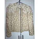 Vintage‎ Women’s Open Front Floral Satin Blazer Cream Ivory Size Small 4 Photo 0