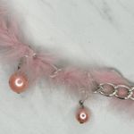 Beaded Fur Woven Silver Tone Chain Link Belt OS Y2K Festival Photo 7