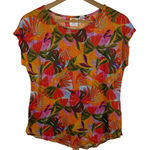 C&C California  Tropical Leaf Print Linen Top Medium Multicolor Lightweight Artsy Photo 0