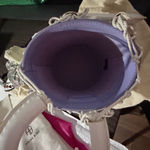 STAUD  Moreau macramé bucket bag patent leather handles lavender $399 revolve Photo 5