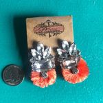 Rhinestone orange salmon fringe earrings Photo 3
