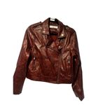 Wild Fern size medium distressed faux leather red Moto jacket Photo 2