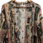 Western Fall Sweater Duster Cardigan Sz L Southwest Tribal Pocket Boho Retro NEW Brown Size L Photo 1