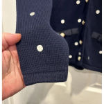 Susan Bristol Vintage‎  Blue White Cardigan Ribbon Embellished Polka Dot Small Photo 3