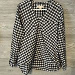 Michael Kors  MK Wrap Top Black & White‎ Size 10 Long Sleeves  Gingham Photo 0