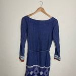 Lemlem  Dark Blue Striped Pattern Cropped Sleeve Dress‎ ( S ) Photo 4