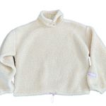 Levi's Aura Sherpa Sweatshirt Top Cream Almond Milk Pink Logo Women’s Small Photo 2
