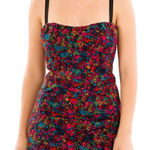 Nanette Lepore Mini Dress Strapless Retro Honeysuckle Floral Denim Size 4 Photo 0