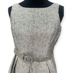 White House | Black Market WHBM | 0 | Sparkle Cocktail Dress Belted Fit Flare Sleeveless Metallic Silver Photo 2