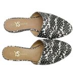 Yosi Samra Parker Mules Gray Snake Embossed Leather Open Back Flats Size 7 Black Photo 1