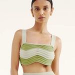 Reformation  Yara Green Knit Crochet Crop Top Organic Cotton Tank Wave Stripe M Photo 1