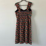 Modcloth  Black Orange Fruit Peach Print Swing Retro Dress L Photo 1