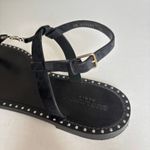 Saint Laurent  Cassandra YSL Studded T-Strap Leather Flat Sandals Black Size 42 Photo 11