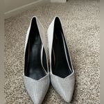 ALDO Silver Shimmer Crystal Cut Studded Formal Heels Size 7.5 Pointed Toe Classy Photo 2