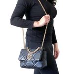 Badgley Mischka Black Quilted Faux Leather Crossbody Shoulder Bag Purse Photo 1