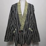 Chico's  Y2K Reversible Kimono Jacket Olive Green Black Asian Style Boho Global OS Photo 2