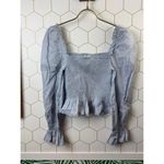 Reformation  Light Blue Maple Linen Smocked Crop Top - Size - XS Photo 5
