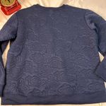 Francesca's Urban Mood quilted floral embroidered navy sweatshirt Size Medium Blue Photo 6