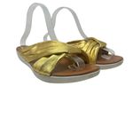 FitFlop Twine Slide Sandals Twist Flat Comfort Metallic Leather Gold Size US 10 Photo 1