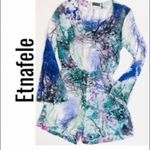 Etnafele White Floral Faux Wrap Romper Medium Bell Sleeve V Photo 1