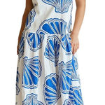 Ocean Breeze Seashells Linen Blend Sleeveless Sheath Vacation Maxi Dress Size M White Size M Photo 0