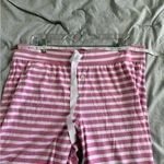 J.Crew Long-Sleeve Knit Pajama Set Women's Size L Pink White Striped Cozy Photo 10