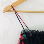 Vintage Chiffon Dark Floral Maxi Midi Dress ILGWU Womens Union Ruffle Spaghetti Strap Black Flower Size 8 Photo 8