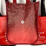 Lululemon Signature Logo Tote Bags Set of Three Red Black Double Handle Small Photo 1