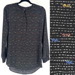 NYDJ Women's Pintuck Oui Printed Long Sleeve Popover Tunic Blouse Black Size XS Photo 1