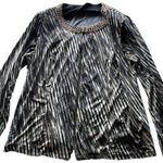 MSK Women’s Gold/Black Sparkle Neck Slinky Western Stretch Top Blouse Size 2XL Black Photo 0