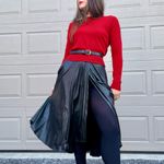 ZARA  Black Pleated Vegan Leather Wrap Midi Skirt XS Photo 9