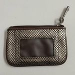 Fossil Coin Purse Pouch Leather Zipper ID Window Key Charm Pewter Gold Brown Photo 11