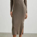 Rails Luciana Latte Brown Ribbed Knit Long Sleeve Collared Midi Dress Size M NWT Photo 0