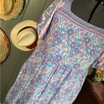 THML  Purple Pink Square Neck Tropical Flamingo Floral Midi Dress Large Photo 4