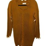 Full Circle Trends NWT  Distressed Mustard Yellow Sweater Dress Size L Photo 0