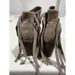 Franco Fortini Woman’s Lyza Tan Suede Side Zip Block Heel Bootie 9.5 Fringe Photo 4